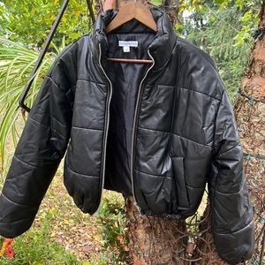 Like leather light weight black sip up bomber jacket